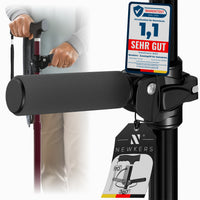 Newkers® [360°] - Gehstock Zusatzgriff Damen Herren Klappbarer Seitengriff für Gehstöcke Krücken Haltegriff für Wanderstöcke Krückenhalter Stockhalter Stützgriff rutschfest [Schwarz]