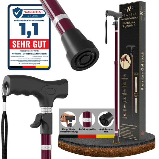Newkers® [65-102 cm] Gehstock Damen Herren Senioren | Automatisch Höhenverstellbar mit klick-Mechanismus Wanderstöcke Gehhilfe Teleskop Walking Cane Gehstöcke Aufstehhilfe