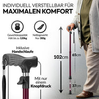Newkers® [65-102 cm] Gehstock Damen Herren Senioren | Automatisch Höhenverstellbar mit klick-Mechanismus Wanderstöcke Gehhilfe Teleskop Walking Cane Gehstöcke Aufstehhilfe