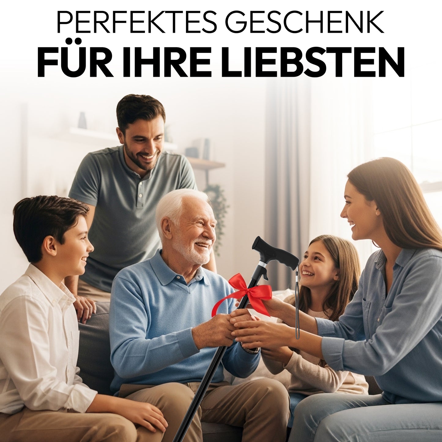 Newkers® [65-102 cm] Gehstock Damen Herren Senioren | Automatisch Höhenverstellbar mit klick-Mechanismus Wanderstöcke Gehhilfe Teleskop Walking Cane Gehstöcke Aufstehhilfe