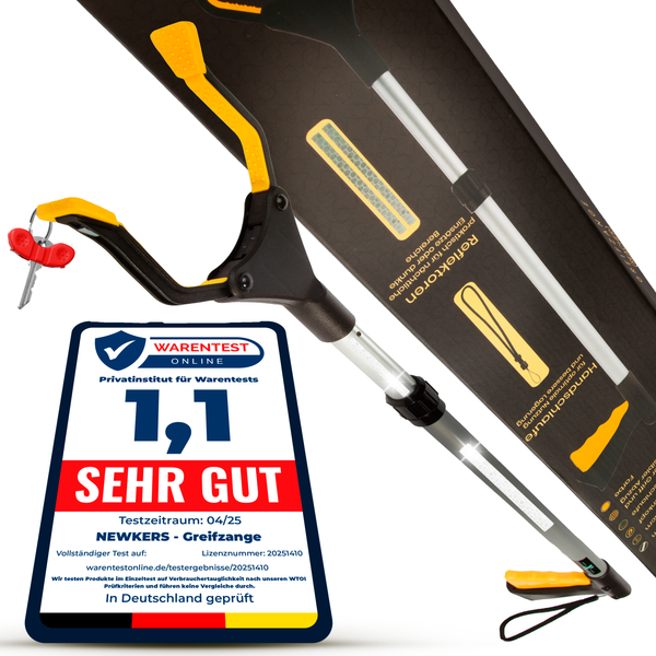 NEWKERS® Greifzange für Senioren 75-111cm, Greifer mit Aluminium Teleskop Stange für individuelle Einstellung und starkem Griff mit 360° Drehkopf, Ergonomischer Reacher für Senioren mit Magnet-Greif