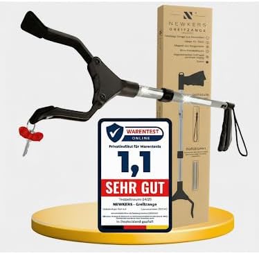 NEWKERS® Greifzange für Senioren 75-111cm, Greifer mit Aluminium Teleskop Stange für individuelle Einstellung und starkem Griff mit 360° Drehkopf, Ergonomischer Reacher für Senioren mit Magnet-Greif