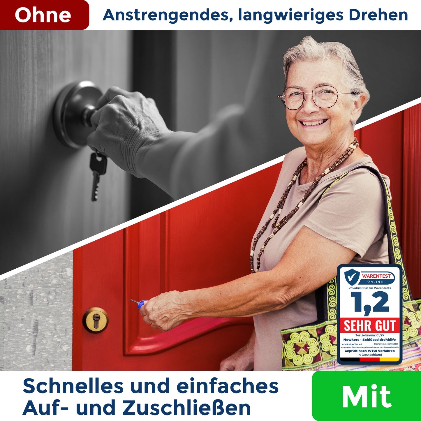 NEWKERS® Schlüsseldrehhilfe [3er] – Ergonomische Schlüsselhilfe für Senioren | Menschen mit eingeschränkter Mobilität | Geschenk für Frauen Männer Schlüsselanhänger Schlüsselbrett Schlüsselkasten