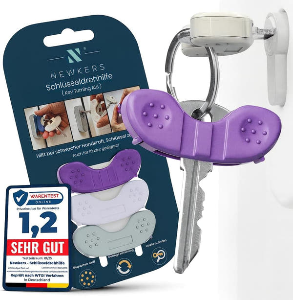 NEWKERS® [3er] Schlüsseldrehhilfe – Ergonomische Schlüsselhilfe für Senioren | Menschen mit eingeschränkter Mobilität | Geschenk für Frauen Männer Kinder | Schlüsselanhänger | Alltagshelfer