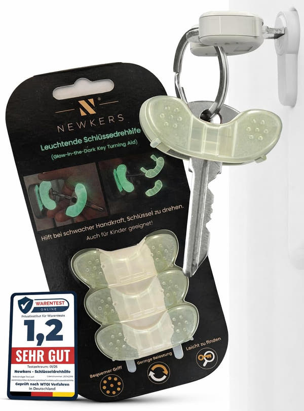 NEUHEIT 2026 | NEWKERS® LEUCHTEND [3er] Schlüsseldrehhilfe – Schlüsselhilfe für Senioren | Menschen mit eingeschränkter Mobilität | Geschenk für Frauen Männer Kinder | Schlüsselanhänger
