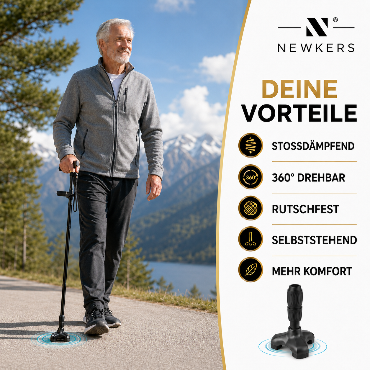 Stoßdämpfender Universal Gehstock-Spitzenfuß