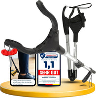 Newkers® - Greifzange für Senioren [80 cm] Faltbare Müllzange aus Aluminium mit 360° Drehkopf Magnet | Schuhlöffel lang | Schuhanzieher für Damen Herren | rutschfeste Silikongreifer (Schwarz Silber)