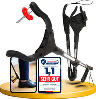 Newkers® - Greifzange für Senioren [80 cm] Faltbare Müllzange aus Aluminium mit 360° Drehkopf Magnet | Schuhlöffel lang | Schuhanzieher für Damen Herren | rutschfeste Silikongreifer (Schwarz Schwarz)