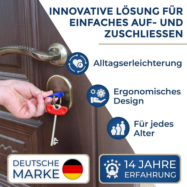 NEWKERS® [3er] Schlüsseldrehhilfe – Ergonomische Schlüsselhilfe für Senioren | Menschen mit eingeschränkter Mobilität | Geschenk für Frauen Männer Kinder | Schlüsselanhänger | Alltagshelfer