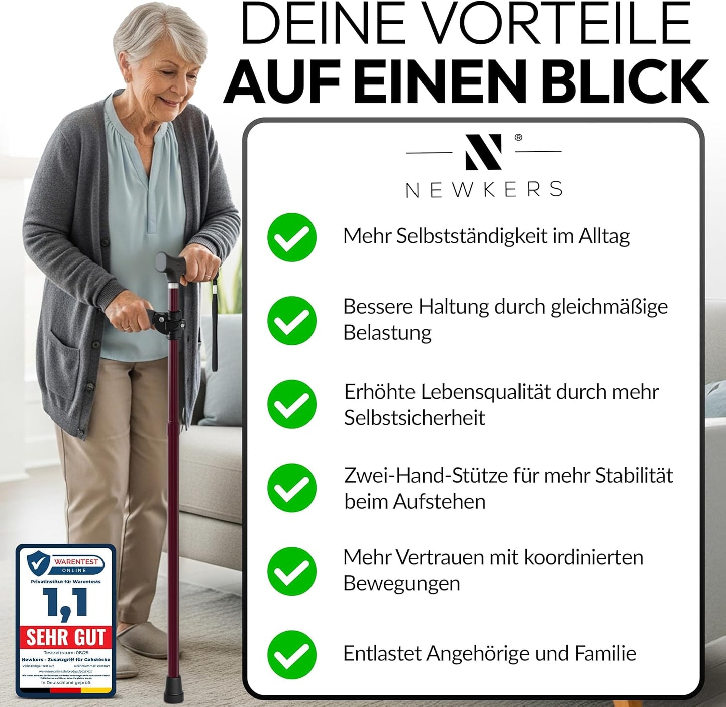 Gehstock Zusatzgriff mit Polster | 360°