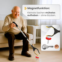 NEWKERS® Greifzange für Senioren 75-111cm, Greifer mit Aluminium Teleskop Stange für individuelle Einstellung und starkem Griff mit 360° Drehkopf, Ergonomischer Reacher für Senioren mit Magnet-Greif