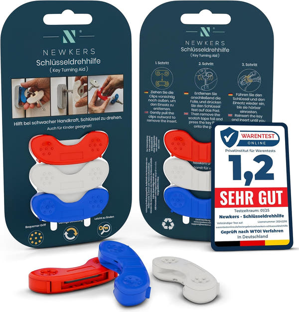 NEUHEIT 2026 | NEWKERS® LEUCHTEND [3er] Schlüsseldrehhilfe – Schlüsselhilfe für Senioren | Menschen mit eingeschränkter Mobilität | Geschenk für Frauen Männer Kinder | Schlüsselanhänger