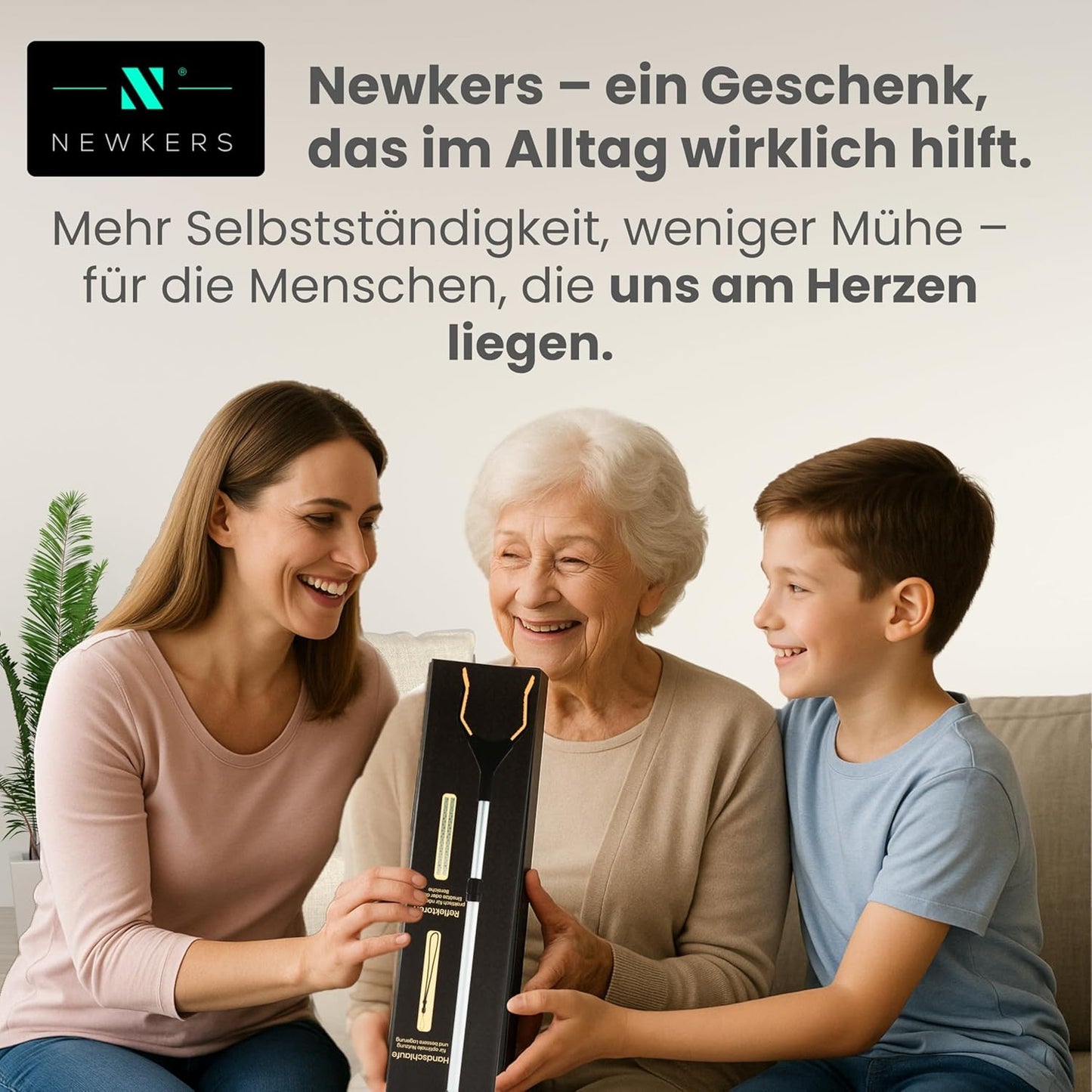 NEWKERS® Greifzange für Senioren 75-111cm, Greifer mit Aluminium Teleskop Stange für individuelle Einstellung und starkem Griff mit 360° Drehkopf, Ergonomischer Reacher für Senioren mit Magnet-Greif