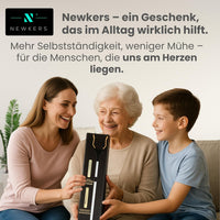 NEWKERS® Greifzange für Senioren 75-111cm, Greifer mit Aluminium Teleskop Stange für individuelle Einstellung und starkem Griff mit 360° Drehkopf, Ergonomischer Reacher für Senioren mit Magnet-Greif