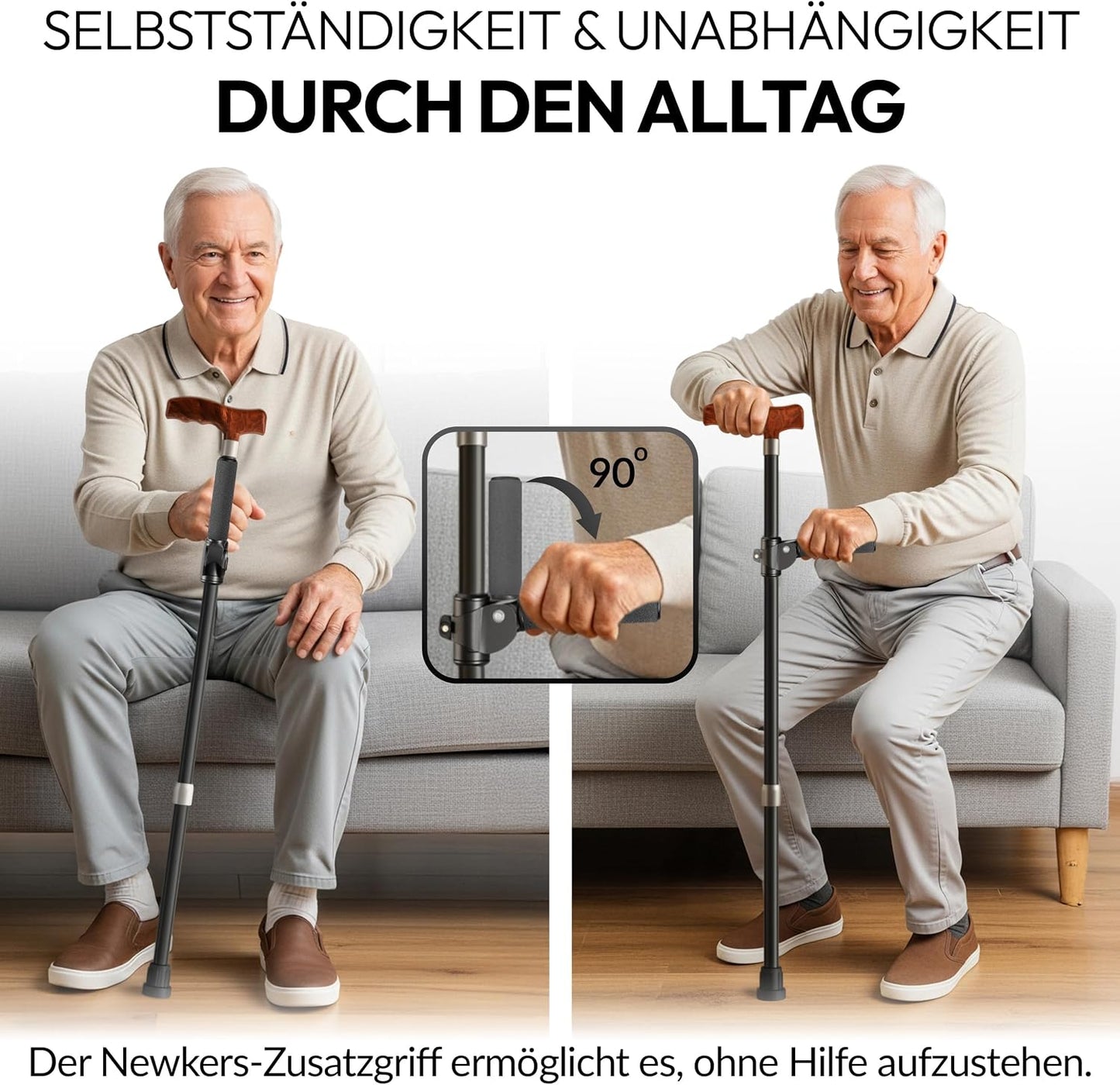Gehstock Zusatzgriff mit Polster | 360°
