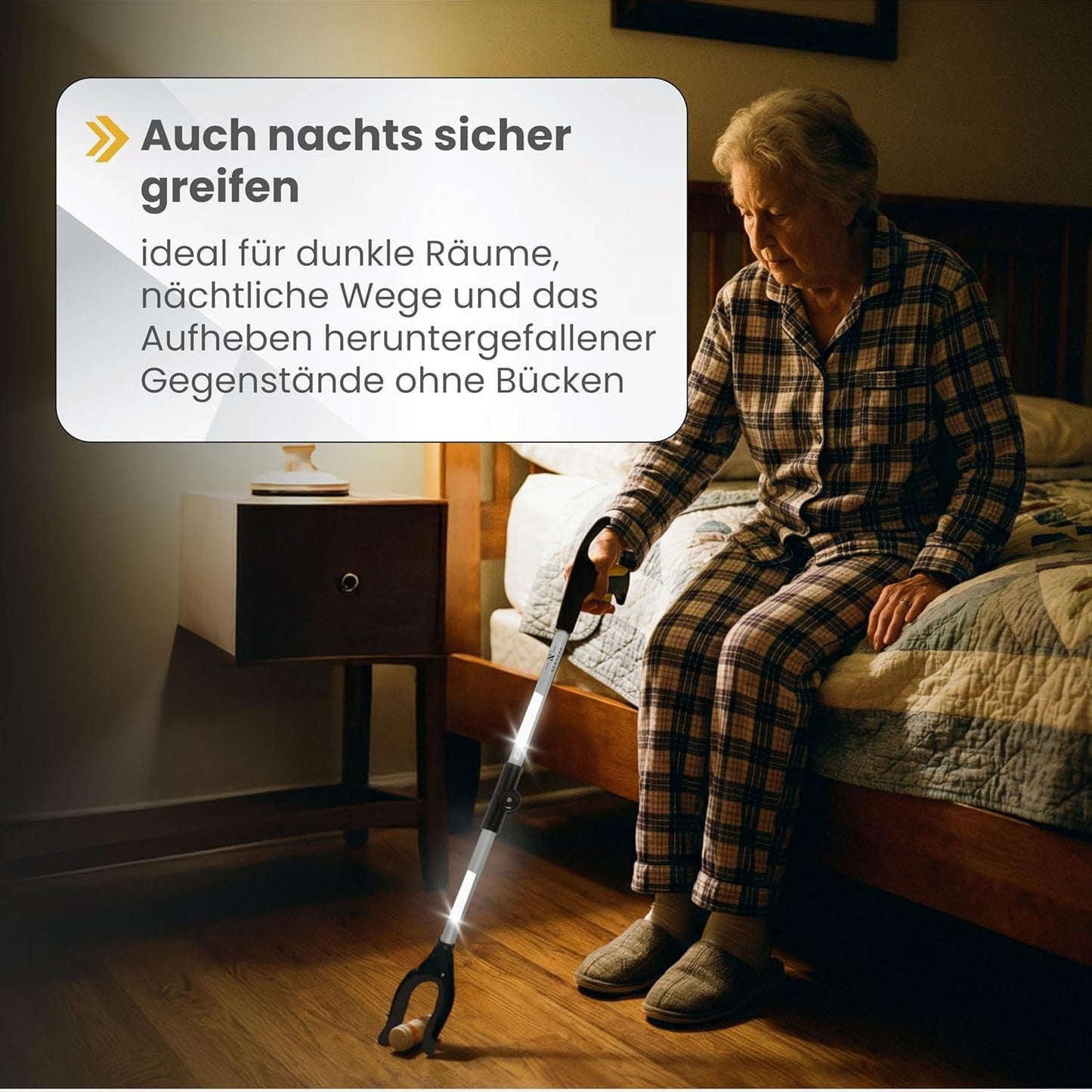 Newkers® - Greifzange für Senioren [80 cm] Faltbare Müllzange aus Aluminium mit 360° Drehkopf Magnet | Schuhlöffel lang | Schuhanzieher für Damen Herren | rutschfeste Silikongreifer (Schwarz Silber)