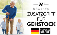 Newkers® [360°] - Gehstock Zusatzgriff Damen Herren Klappbarer Seitengriff für Gehstöcke Krücken Haltegriff für Wanderstöcke Krückenhalter Stockhalter Stützgriff rutschfest [Schwarz]