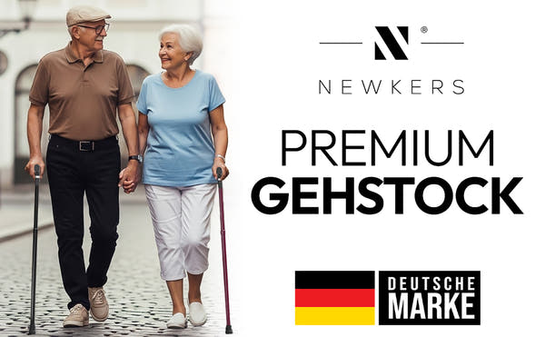Newkers® [65-102 cm] Gehstock Damen Herren Senioren | Automatisch Höhenverstellbar mit klick-Mechanismus Wanderstöcke Gehhilfe Teleskop Walking Cane Gehstöcke Aufstehhilfe