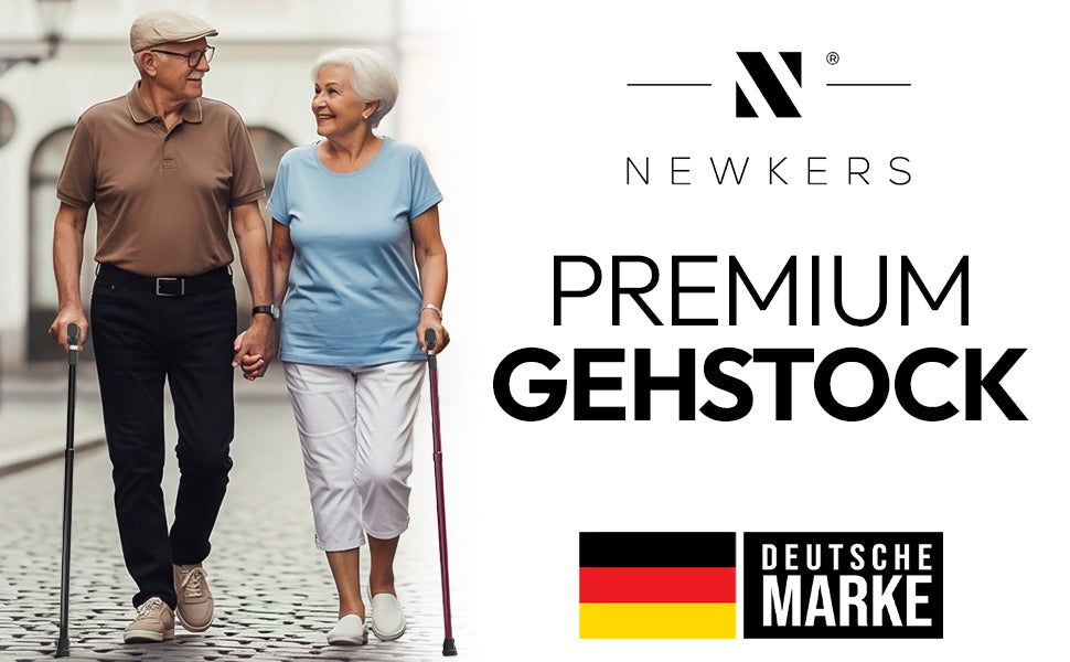 Newkers® [65-102 cm] Gehstock Damen Herren Senioren | Automatisch Höhenverstellbar mit klick-Mechanismus Wanderstöcke Gehhilfe Teleskop Walking Cane Gehstöcke Aufstehhilfe