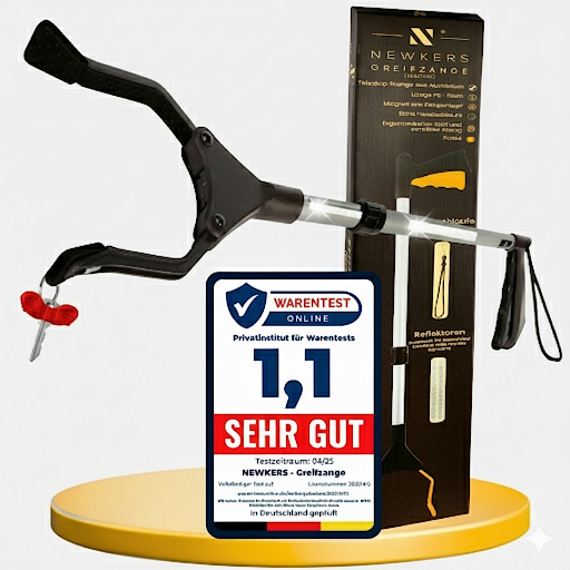 NEWKERS® Greifzange für Senioren 75-111cm, Greifer mit Aluminium Teleskop Stange für individuelle Einstellung und starkem Griff mit 360° Drehkopf, Ergonomischer Reacher für Senioren mit Magnet-Greif