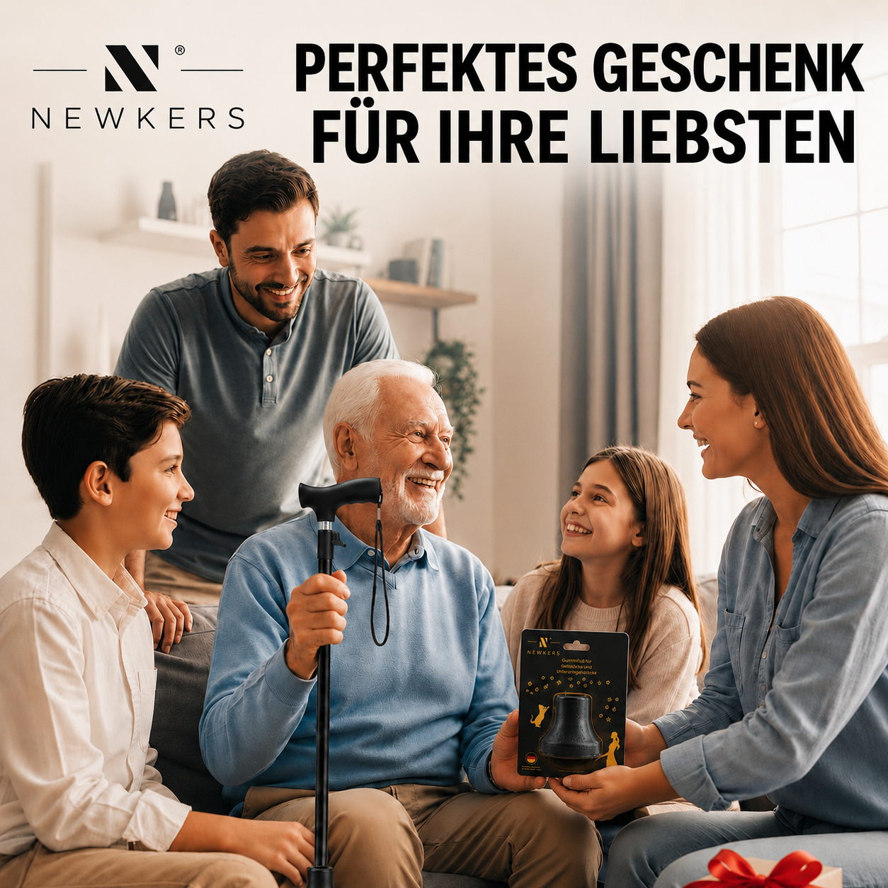 Gehstock Gummifuß mit Pfotenmotiv