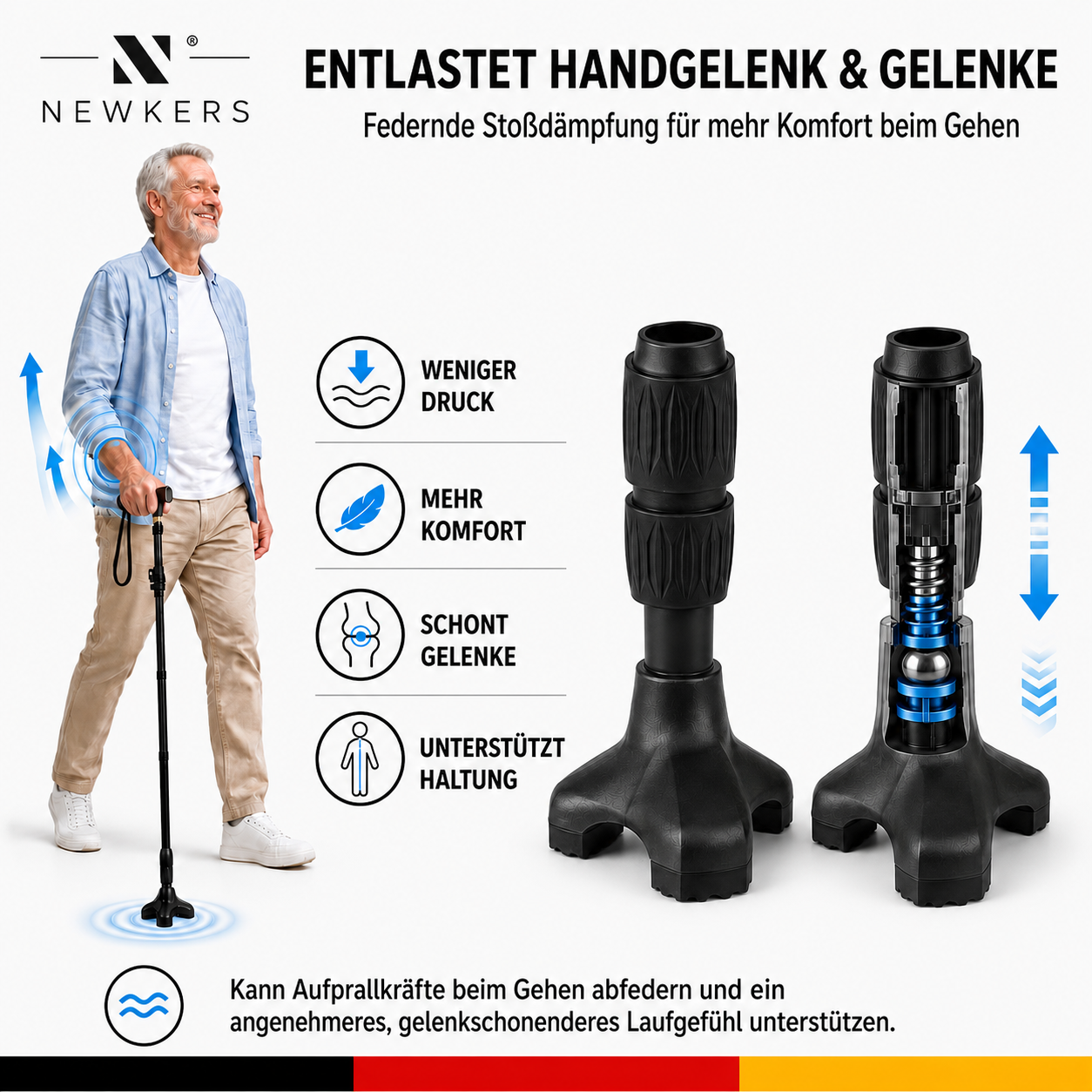 Stoßdämpfender Universal Gehstock-Spitzenfuß